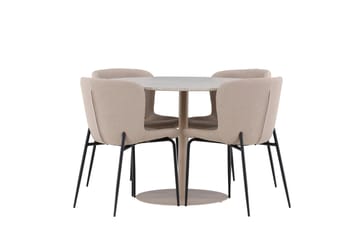 Lycke Spisegruppe 110 cm Rund med 4 Modesto stoler - Beige/Beige - Møbler - Bord - Spisegruppe