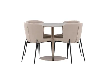 Lycke Spisegruppe 110 cm Rund med 4 Modesto stoler - Beige/Beige - Møbler - Bord - Spisegruppe