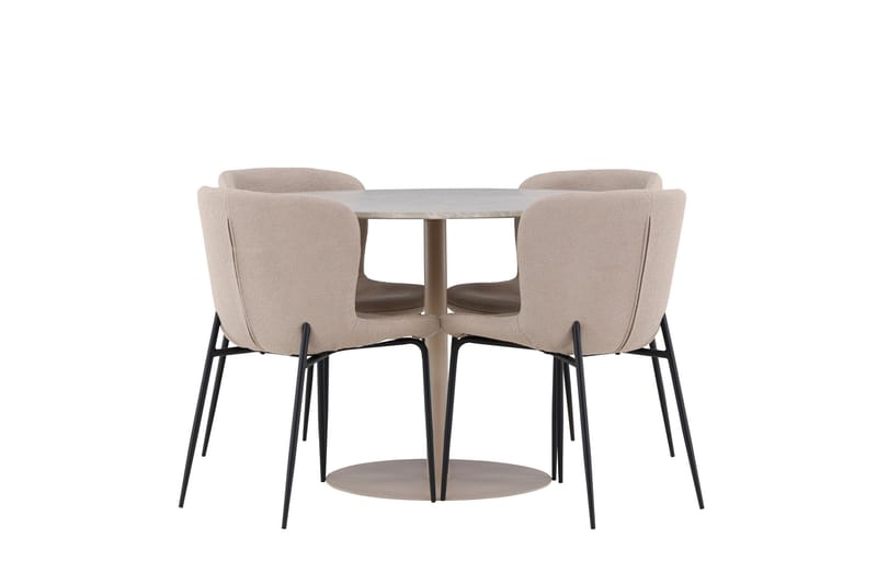 Lycke Spisegruppe 110 cm Rund med 4 Modesto stoler - Beige/Beige - Møbler - Bord - Spisegruppe