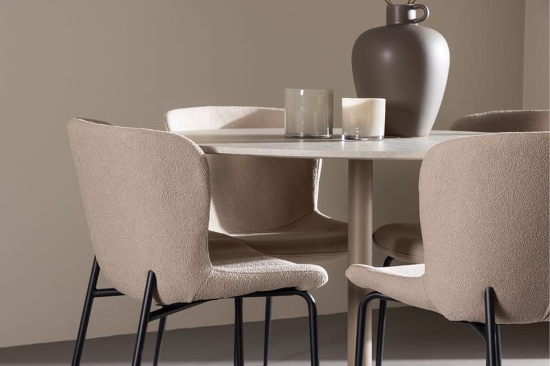 Lycke Spisegruppe 110 cm Rund med 4 Modesto stoler - Beige/Beige - Møbler - Bord - Spisegruppe
