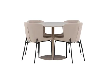 Lycke Spisegruppe 110 cm Rund med 4 Modesto stoler - Beige/Beige - Møbler - Bord - Spisegruppe