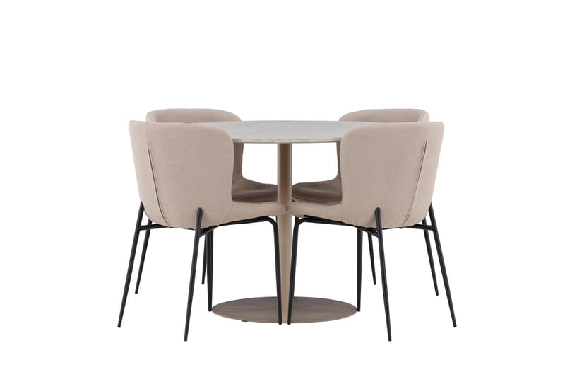 Lycke Spisegruppe 110 cm Rund med 4 Modesto stoler - Beige/Beige - Møbler - Bord - Spisegruppe