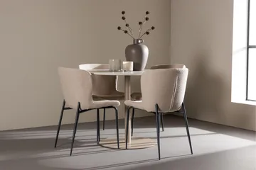 Lycke Spisegruppe 110 cm Rund med 4 Modesto stoler - Beige/Beige - Møbler - Bord - Spisegruppe