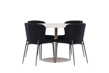 Lycke Spisegruppe 110 cm Rund med 4 Modesto stoler - Beige/Svart - Møbler - Bord - Spisegruppe