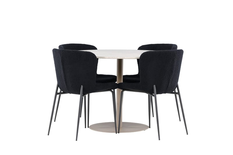 Lycke Spisegruppe 110 cm Rund med 4 Modesto stoler - Beige/Svart - Møbler - Bord - Spisegruppe