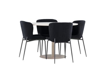 Lycke Spisegruppe 110 cm Rund med 4 Modesto stoler - Beige/Svart - Møbler - Bord - Spisegruppe