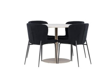 Lycke Spisegruppe 110 cm Rund med 4 Modesto stoler - Beige/Svart - Møbler - Bord - Spisegruppe