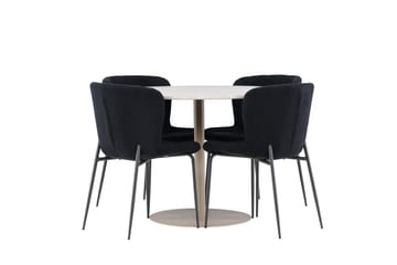Lycke Spisegruppe 110 cm Rund med 4 Modesto stoler - Beige/Svart - Møbler - Bord - Spisegruppe