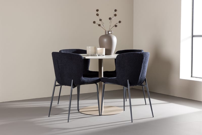 Lycke Spisegruppe 110 cm Rund med 4 Modesto stoler - Beige/Svart - Møbler - Bord - Spisegruppe