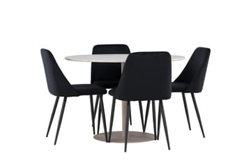 Lycke Spisegruppe 110 cm Rund med 4 Night stoler - Beige/Svart - Møbler - Bord - Spisegruppe
