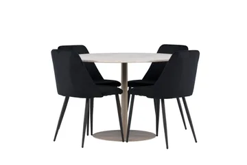 Lycke Spisegruppe 110 cm Rund med 4 Night stoler - Beige/Svart - Møbler - Bord - Spisegruppe