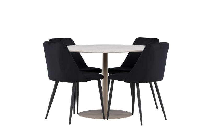 Lycke Spisegruppe 110 cm Rund med 4 Night stoler - Beige/Svart - Møbler - Bord - Spisegruppe