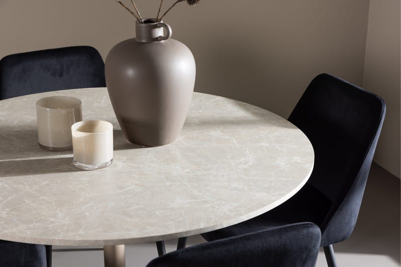 Lycke Spisegruppe 110 cm Rund med 4 Night stoler - Beige/Svart - Møbler - Bord - Spisegruppe