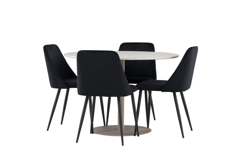 Lycke Spisegruppe 110 cm Rund med 4 Night stoler - Beige/Svart - Møbler - Bord - Spisegruppe