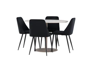 Lycke Spisegruppe 110 cm Rund med 4 Night stoler - Beige/Svart - Møbler - Bord - Spisegruppe