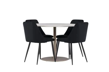 Lycke Spisegruppe 110 cm Rund med 4 Night stoler - Beige/Svart - Møbler - Bord - Spisegruppe