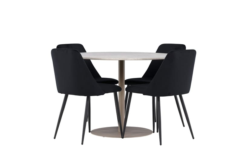 Lycke Spisegruppe 110 cm Rund med 4 Night stoler - Beige/Svart - Møbler - Bord - Spisegruppe