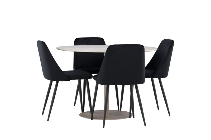 Lycke Spisegruppe 110 cm Rund med 4 Night stoler - Beige/Svart - Møbler - Bord - Spisegruppe