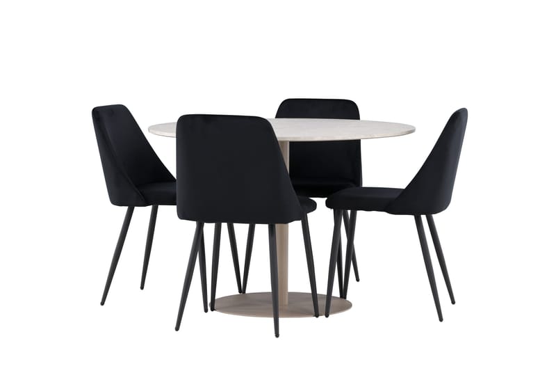 Lycke Spisegruppe 110 cm Rund med 4 Night stoler - Beige/Svart - Møbler - Bord - Spisegruppe