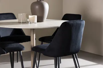 Lycke Spisegruppe 110 cm Rund med 4 Night stoler - Beige/Svart - Møbler - Bord - Spisegruppe