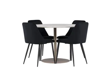 Lycke Spisegruppe 110 cm Rund med 4 Night stoler - Beige/Svart - Møbler - Bord - Spisegruppe