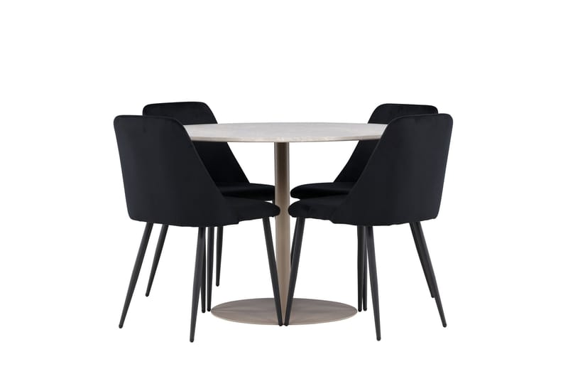 Lycke Spisegruppe 110 cm Rund med 4 Night stoler - Beige/Svart - Møbler - Bord - Spisegruppe