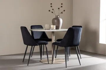 Lycke Spisegruppe 110 cm Rund med 4 Night stoler - Beige/Svart - Møbler - Bord - Spisegruppe