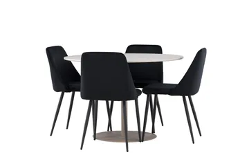 Lycke Spisegruppe 110 cm Rund med 4 Night stoler - Beige/Svart - Møbler - Bord - Spisegruppe