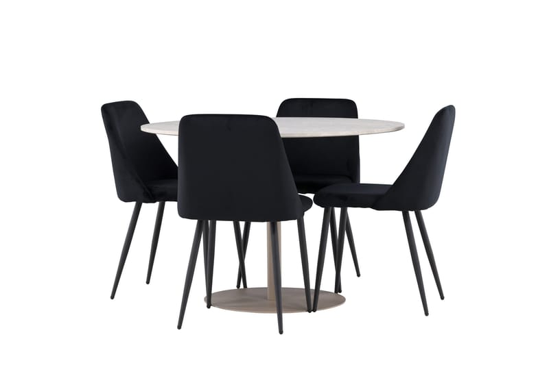 Lycke Spisegruppe 110 cm Rund med 4 Night stoler - Beige/Svart - Møbler - Bord - Spisegruppe