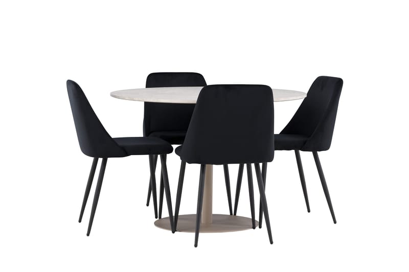 Lycke Spisegruppe 110 cm Rund med 4 Night stoler - Beige/Svart - Møbler - Bord - Spisegruppe