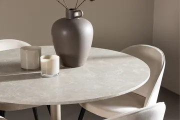 Lycke Spisegruppe 110 cm Rund med 4 Velvet stoler - Beige/Beige - Møbler - Bord - Spisegruppe