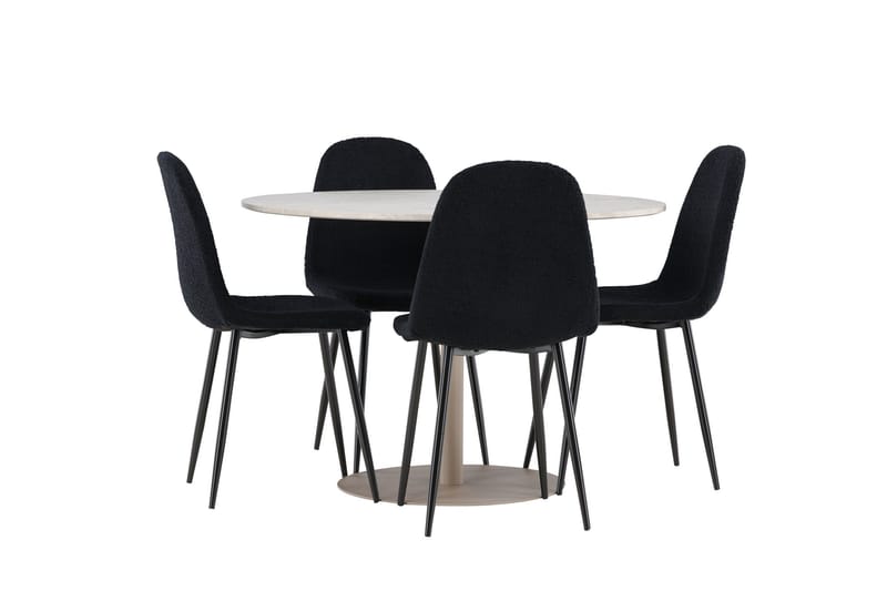 Lycke Spisegruppe 110 cm Rund med 4 Polar stoler - Beige/Svart - Møbler - Bord - Spisegruppe