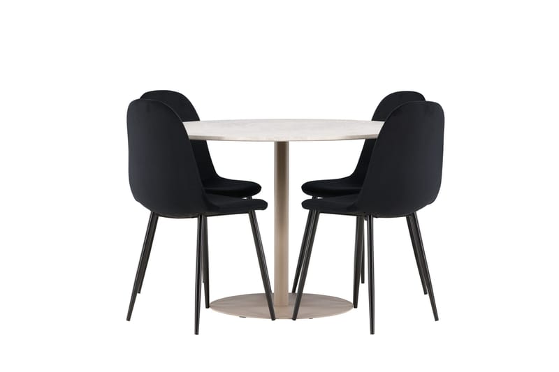 Lycke Spisegruppe 110 cm Rund med 4 Polar stoler - Beige/Svart - Møbler - Bord - Spisegruppe