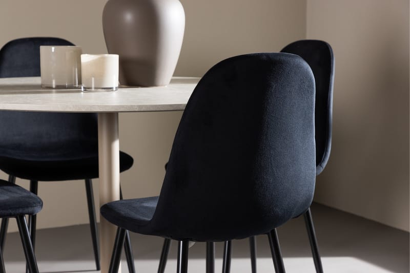 Lycke Spisegruppe 110 cm Rund med 4 Polar stoler - Beige/Svart - Møbler - Bord - Spisegruppe