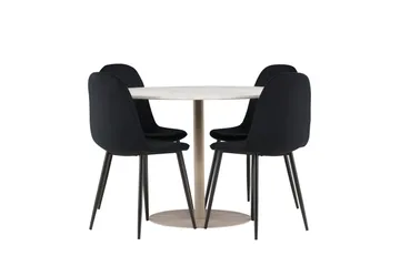 Lycke Spisegruppe 110 cm Rund med 4 Polar stoler - Beige/Svart - Møbler - Bord - Spisegruppe