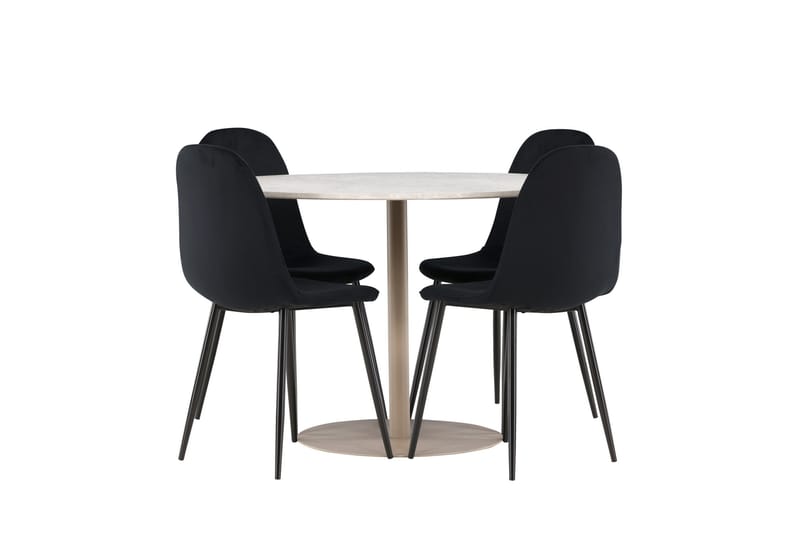 Lycke Spisegruppe 110 cm Rund med 4 Polar stoler - Beige/Svart - Møbler - Bord - Spisegruppe