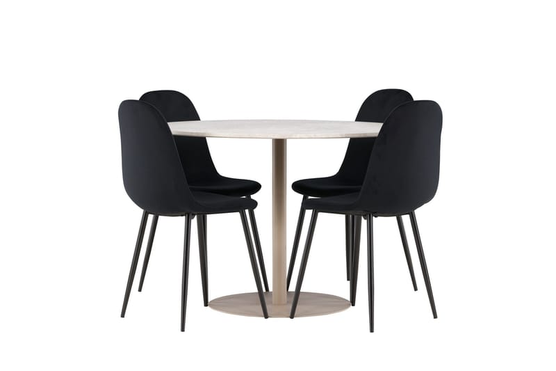 Lycke Spisegruppe 110 cm Rund med 4 Polar stoler - Beige/Svart - Møbler - Bord - Spisegruppe
