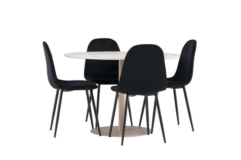 Lycke Spisegruppe 110 cm Rund med 4 Polar stoler - Beige/Svart - Møbler - Bord - Spisegruppe