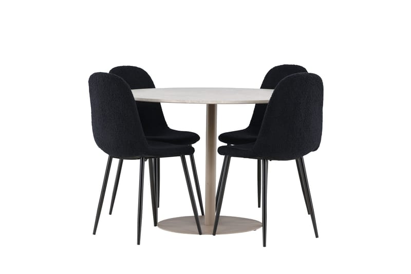 Lycke Spisegruppe 110 cm Rund med 4 Polar stoler - Beige/Svart - Møbler - Bord - Spisegruppe