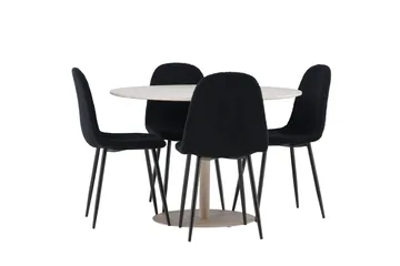 Lycke Spisegruppe 110 cm Rund med 4 Polar stoler - Beige/Svart - Møbler - Bord - Spisegruppe