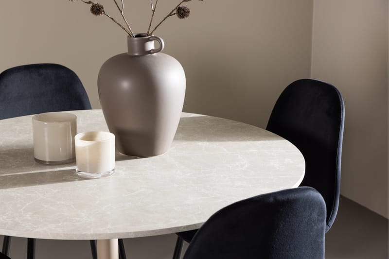 Lycke Spisegruppe 110 cm Rund med 4 Polar stoler - Beige/Svart - Møbler - Bord - Spisegruppe