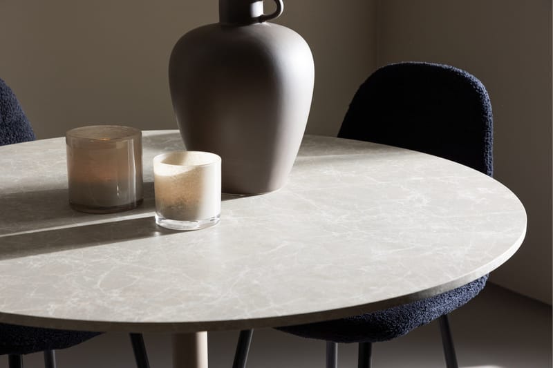 Lycke Spisegruppe 110 cm Rund med 4 Polar stoler - Beige/Svart - Møbler - Bord - Spisegruppe