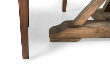Lyon spisegruppe 150 cm rund med 4 Tuva lenestoler - Vintage alm/Brun PU - Møbler - Bord - Spisegruppe