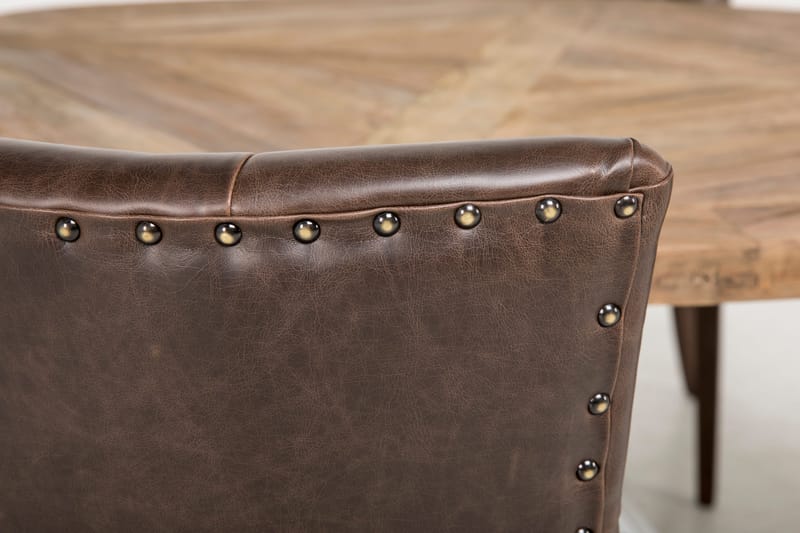 Lyon Spisegruppe 150 cm Rund med 4 Tuva Lenestoler - Vintage Alm/Hvit/Brun PU - Møbler - Bord - Spisegruppe