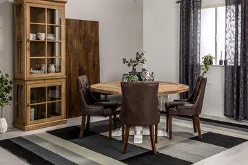 Lyon Spisegruppe 150 cm Rund med 4 Tuva Lenestoler - Vintage Alm/Hvit/Brun PU - Møbler - Bord - Spisegruppe