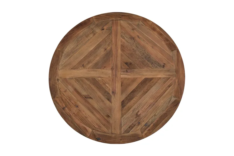 Lyon Spisegruppe 150 cm Rundt Mørkt Tre med 6 Tuva Stoler - Vintage Alm / Brun PU - Møbler - Bord - Spisegruppe