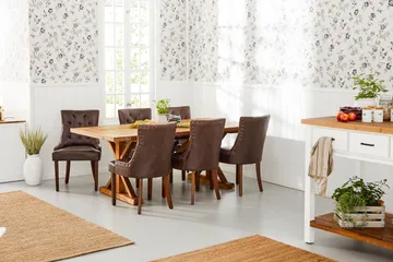 Lyon uttrekkbar spisegruppe 200 cm med 6 Tuva lenestoler - Natur/Brun - Møbler - Bord - Spisegruppe