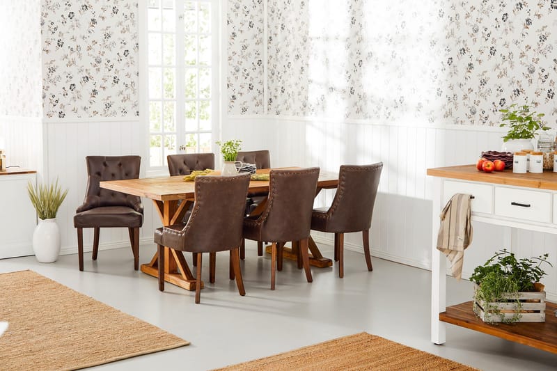 Lyon uttrekkbar spisegruppe 200 cm med 6 Tuva lenestoler - Natur/Brun - Møbler - Bord - Spisegruppe
