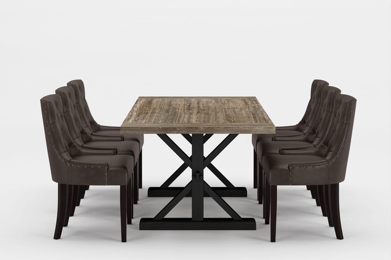 Lyon Premium Spisegruppe 200-290 cm+6 Tuva S, Brun/Svart