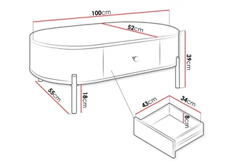 Maggio Sofabord 100x55 cm - Hvit - Møbler - Bord - Sofabord & salongbord